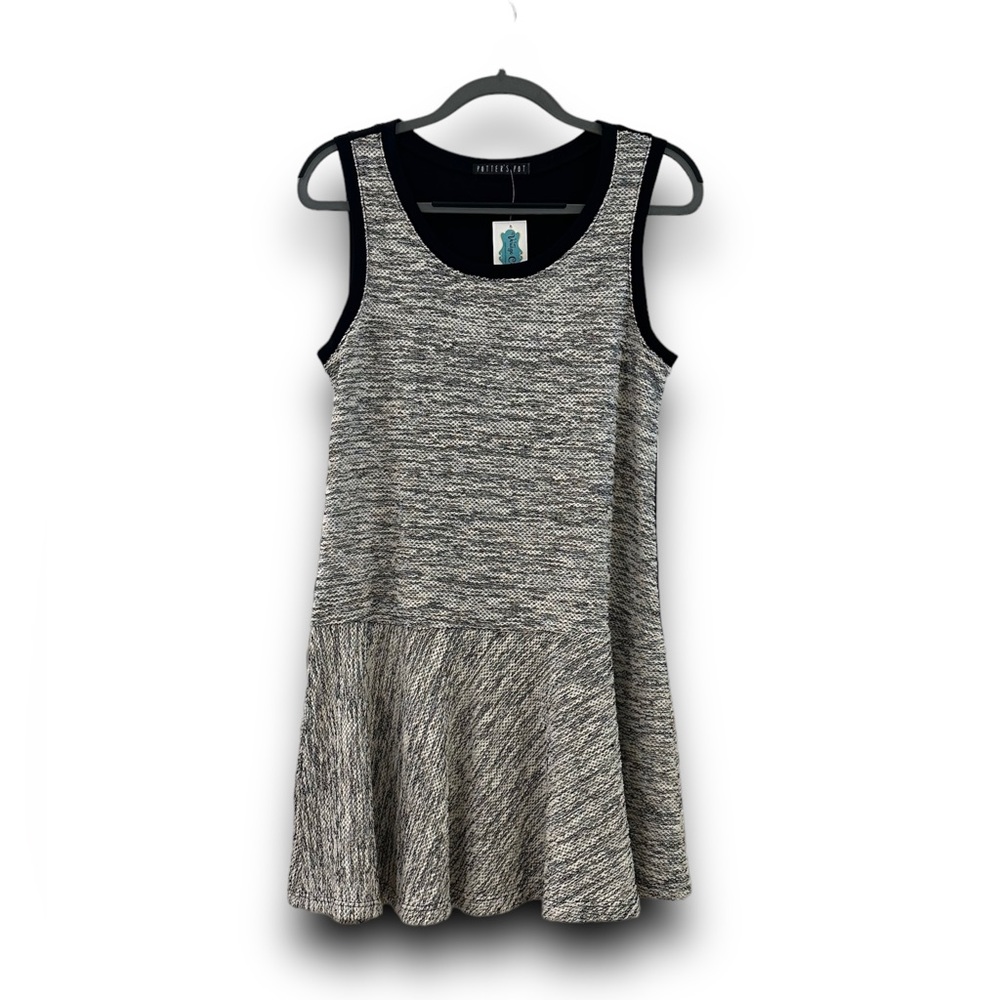 Potter’s Pot Asymmetrical Drop Waist Dress Size L Sleeveless Boucle Tweed